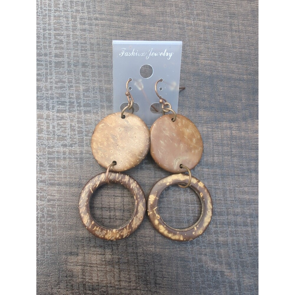 Dangling Coconut Shell Earrings
